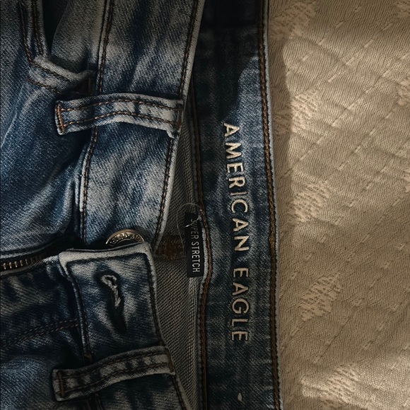American Eagle Blue Ripped Jean Shorts - Picture 2 of 5